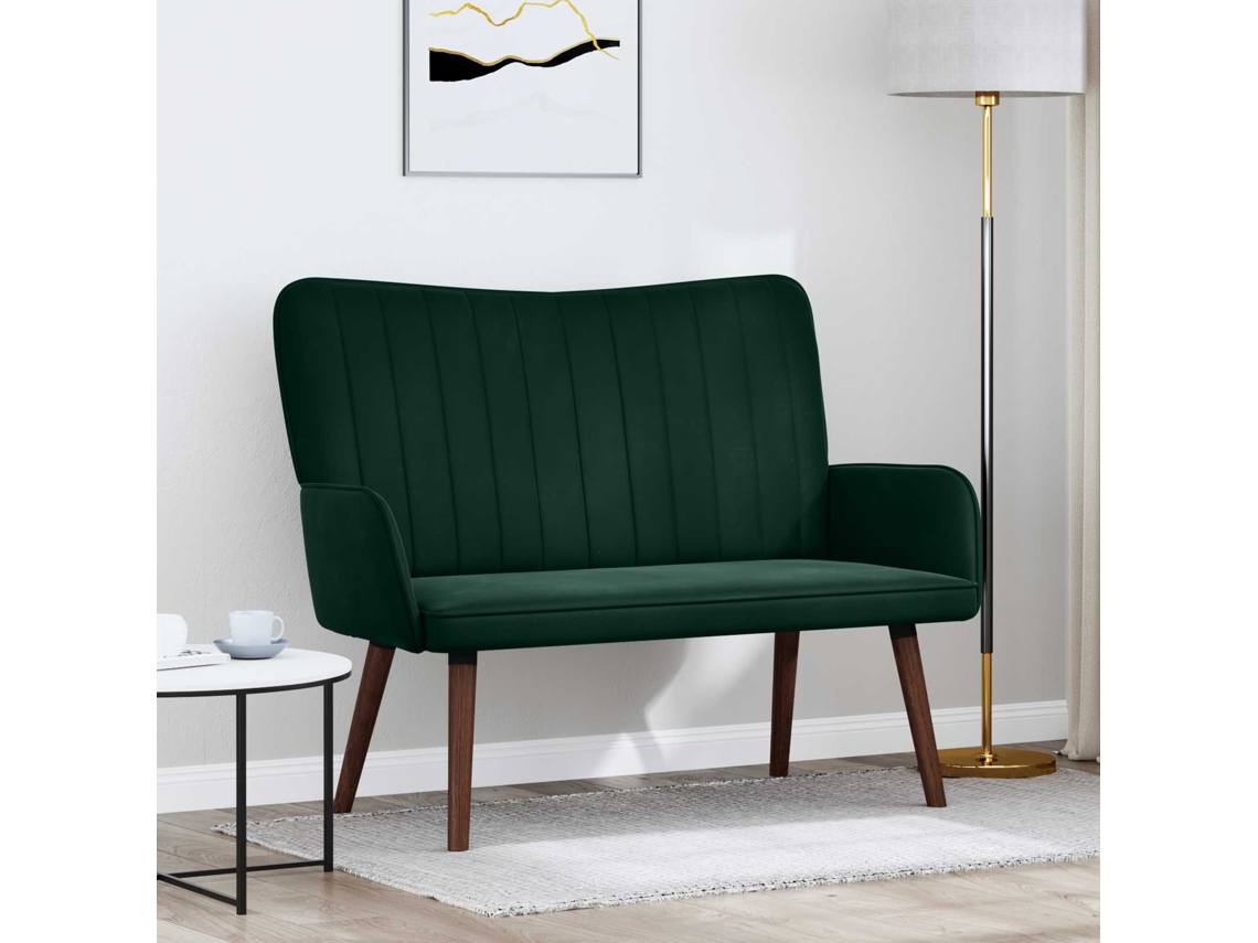 Vidaxl Sofá Para 2 Pessoas Verde-escuro 115 X 61 X 87 Cm Veludo