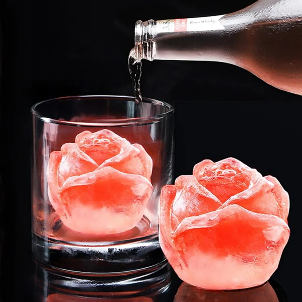 2 Moldes De Silicone Em Formato Rosa Para Gelo, Ideais Para Fazer Bolas De Gelo Uísque