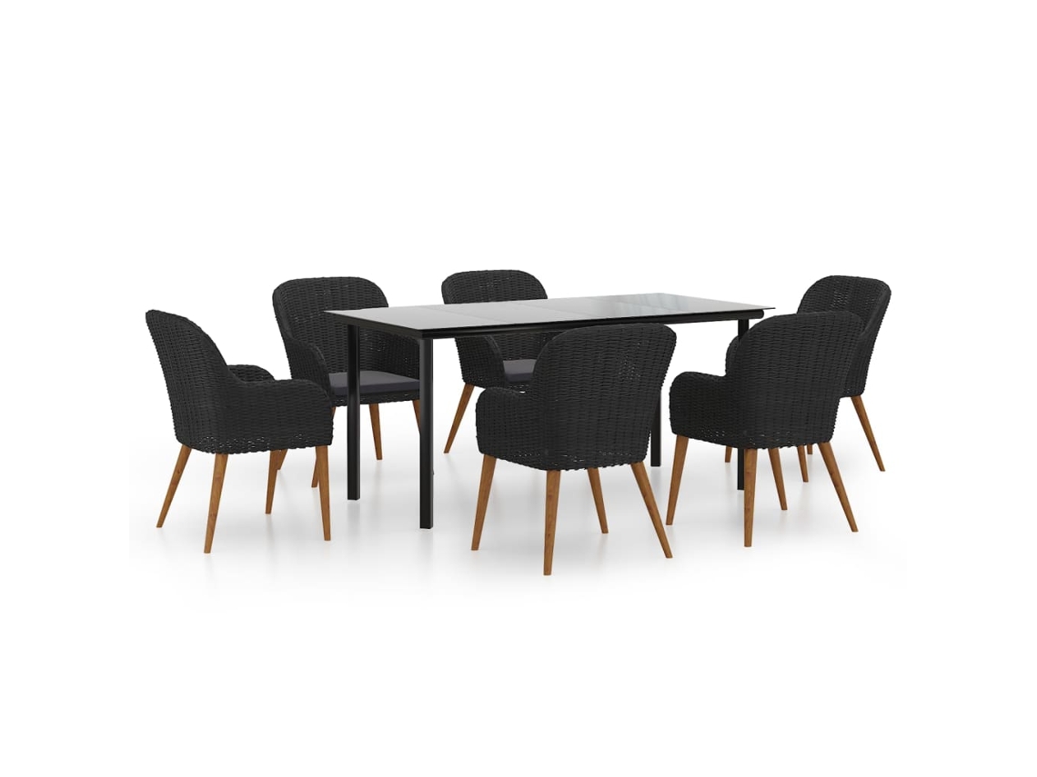 Garden Dining Set, Garden Dining Sets Vidaxl Preto Rattan / Vime (160 Cm Table Length)