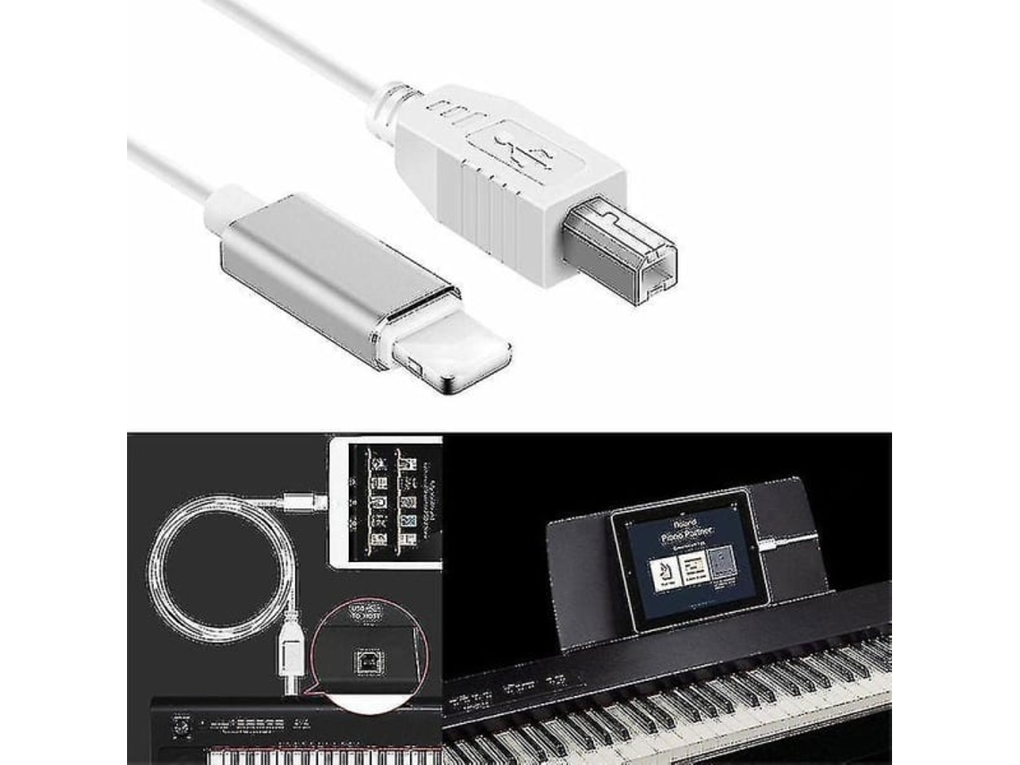 Lurelia Cabo Lightning Para Midi Usb-b Usb 2.0 Usb-b Lightning, Ligação Para Teclados, Pianos E Sintetizadores, Microfones