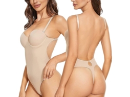 2026 shapewear para Mulher Sem Costas com Sutiã Push Up e Tanga, Body Ajustável para Vestidos Sem Costas