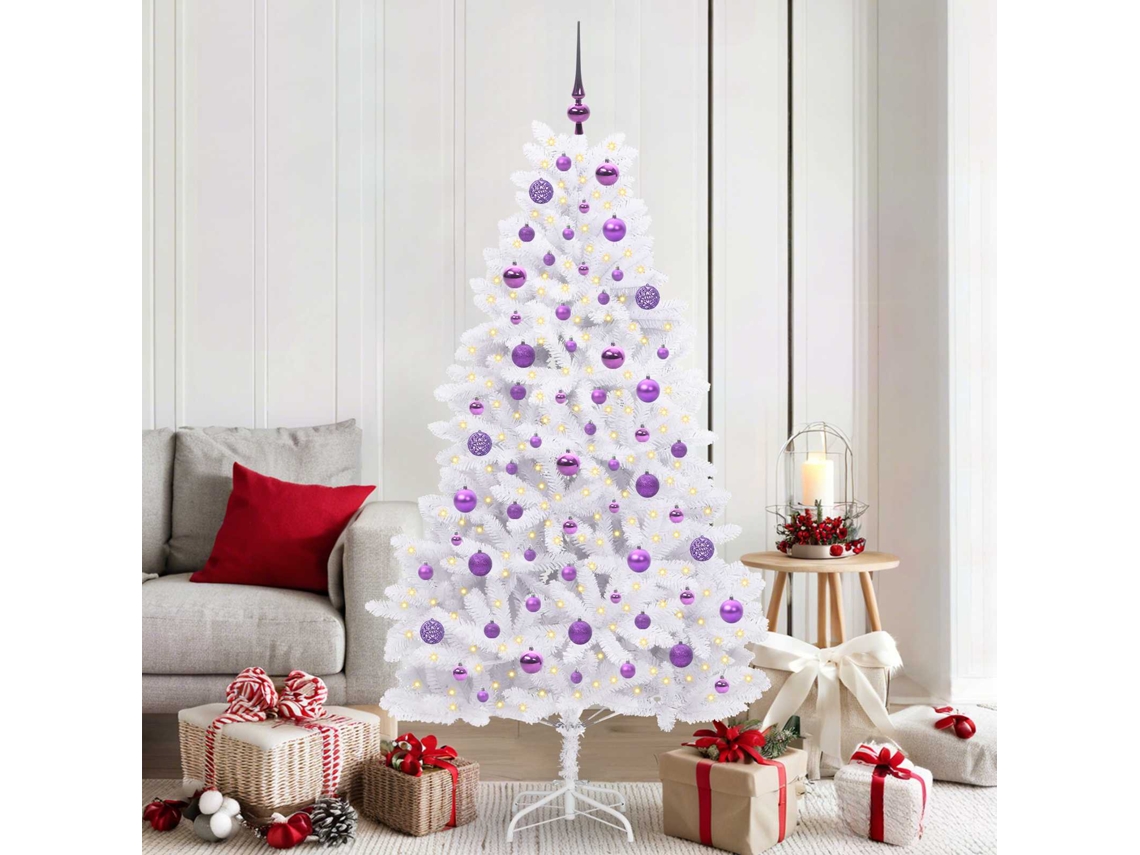 Vidaxl Árvore De Natal Articulada Artificial Branco 180 Cm Pvc E Aço
