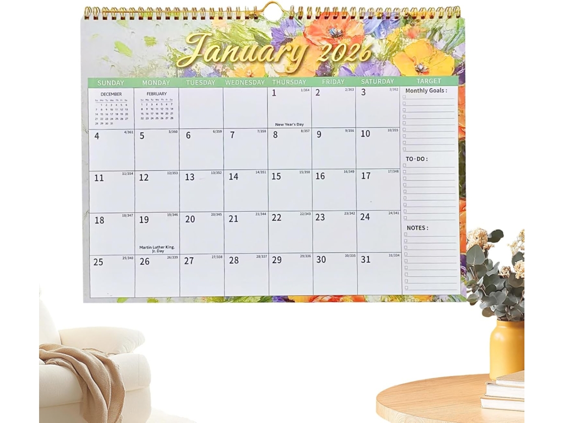 Calendário 2026 2027, Estampa X 30 Cm, Mensal 18 Meses, para Mesa, de CHABERLU