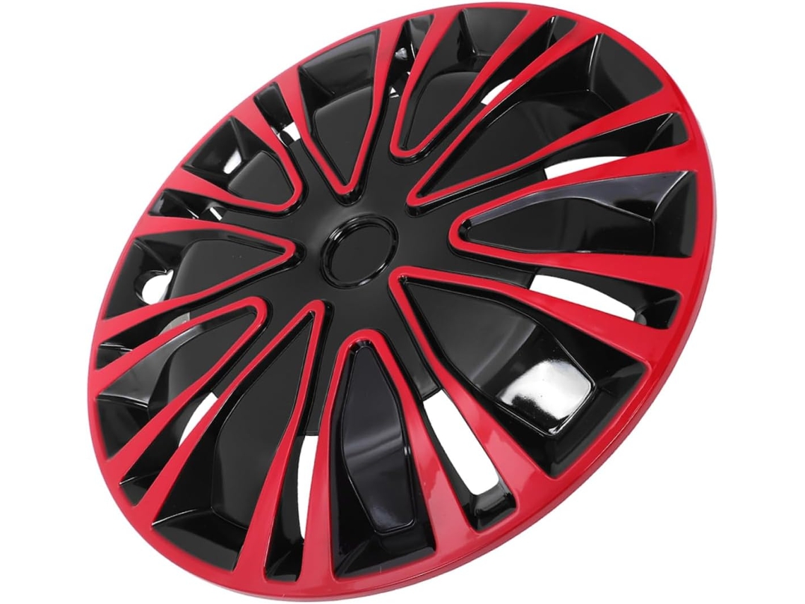 Calotas Decorativas Para Rodas De Carro, 13 Polegadas, Em Pp Bicolor Vermelho E Preto, Para Proteção Externa.