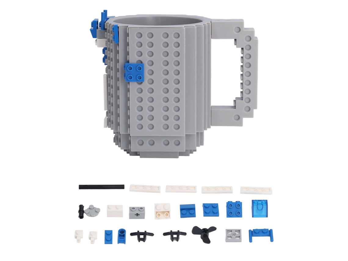 Caneca de Blocos de Montar 400ml Diy para Café, Brinquedo Criativo para Crianças e Adultos Cinza | S/MARCA