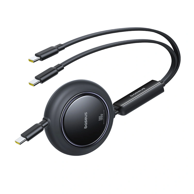 Cabo Espiral Baseus 3 Em 1 Usb-c Para 2x Usb-c 100w 1,2 M Para Carregamento Rápido