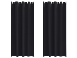 Conjunto 2 Cortinas Opacas Vidaxl Preto Poliéster (225 X 140 Cm)