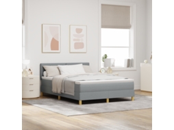 Cama Box Com Colchão Led Cinza Claro 140x200 Cm Tecido