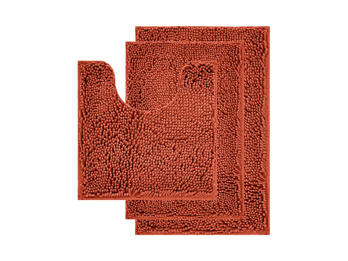 Tapetes de Banho Antiderrapantes Absorventes de Secagem Rápida para Decoração de Banheiro Fundo Tpr Laranja Escuro EVELTEK 3pcsx40x6050x80Ux50x50CM