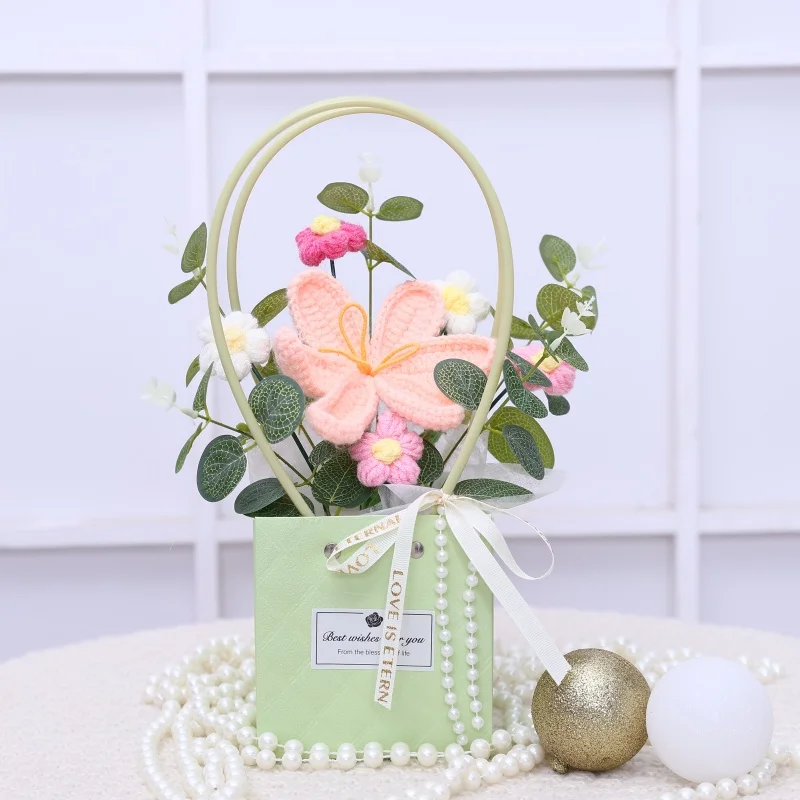 Buquês De Crochê Feitos À Mão, Bolsas Criativas, Decorações Para Mesa De Escritório, Lembrancinhas.