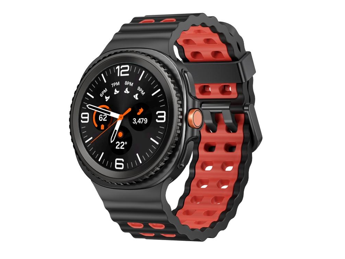 Bracelete Silicone Bicolor com Fivela de Liberação Rápida para Samsung Galaxy Watch 8 / 8 Classic Preto e Vermelho XIAOMOYU