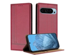Capa De Couro Com Padrão De Grade Em Forma De L Para Google Pixel 9 Com Compartimentos Para Cartões
