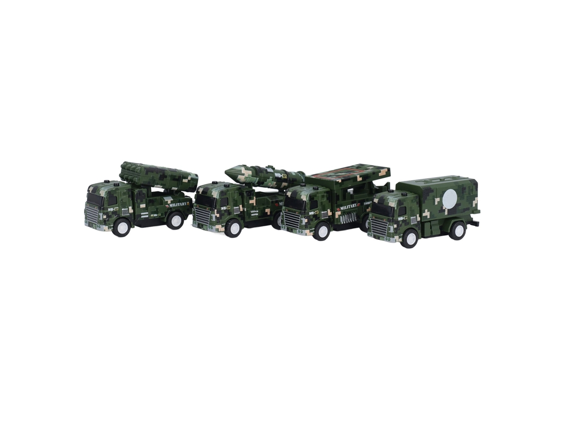 Primerox 4pcs Brinquedo de Caminhão Militar com Tração Retrátil Modelo Educativo para Crianças