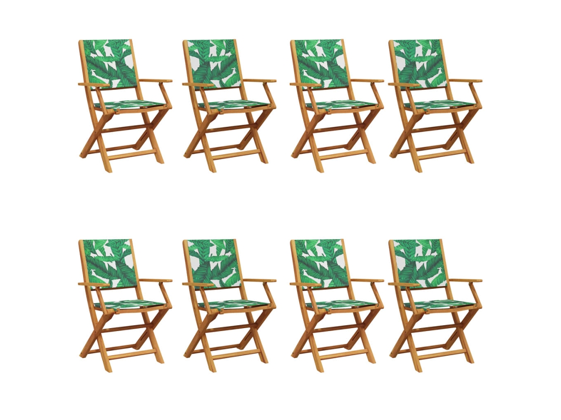 Maison Exclusive - Cadeiras De Jardim Dobráveis 8 Pcs Tecido/madeira Maciça Verde