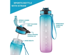 2026 garrafa de Água 33 Oz com Marcador de Tempo, Alça, Sem Vazamento Tritan Sem Bpa para Fitness, Academia, Camping