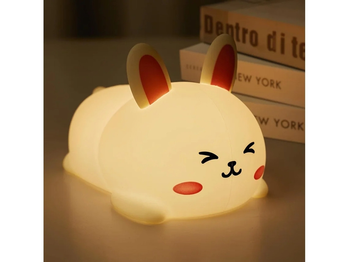 Luz Noturna De Coelho Linda Lâmpada De Urso Polar De Silicone Para Crianças Com 2 Níveis De Brilho Lâmpada De Toque Kawaii De 7 Cores Para Bestvite
