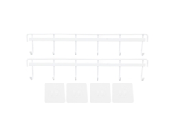 2pcs Cabideiro de Parede em Aço Inox 304 com 6 Ganchos para Casaco Toalha Chapéu Branco