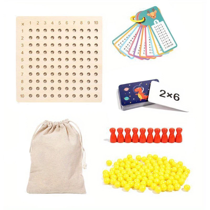 Tabuleiro De Multiplicação De Madeira- Pratique Tabelas De Multiplicação Para Melhorar Suas Habilidades Matemáticas
