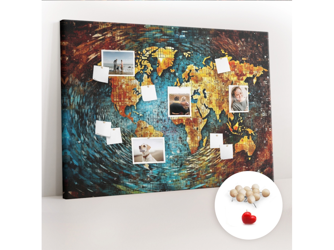 Quadro De Cortiça Com Impressão Mundo De Caos Para O Corredor Espelharte (140x100 Cm)
