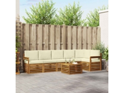 Vidaxl Conjunto De Sofá Sectional Com Almofada 7 Pcs Natural E Creme