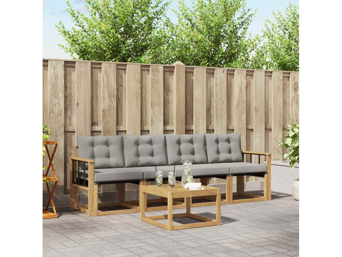 Vidaxl Conjunto De Sofás Para Exterior 5 Unid. Branco E Cinzento-claro