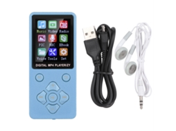 Leitor de música MP3/MP4 Bluetooth Slowmoose T1 com suporte para cartão de memória de 32 GB, botões em forma de cruz, azul
