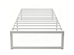 Estrutura De Cama Com Espaço De Armazenamento E Estrado De Ripas De Aço, 32,5 Cm De Altura, Funcionamento Silencioso, 200 X 90 Cm, Branca