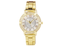 Relógio de Pulso Quartz para Homem e Mulher com Mostrador Redondo Elegante Dourado