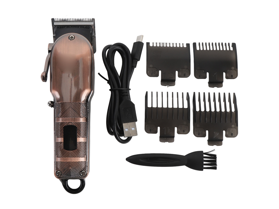 2026 cortador de Cabelo e Barba Eléctrico para Homens 4 Velocidades Tela Digital Kit de Barbear Clipper Barbearia Vermelho Bronze