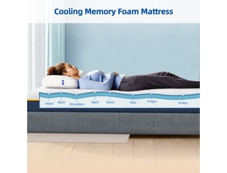 Colchão De Espuma Com Memória Espessura 20Cm Padrão Em Estrela 90 X 200 Cm WOWTTRELAX