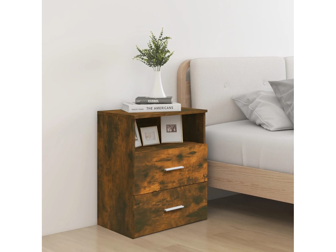 Vidaxl Mesa De Cabeceira 50x32x60 Cm Cor Carvalho Fumado