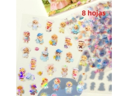 Mini Adesivos Fofos De Desenho Animado, Tema Família Na Floresta, Adesivos Recortados