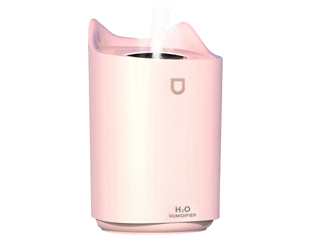 Umidificador Ar 2l Usb Portátil para Escritório Mesa Luz Ambiente Hidratação Rosa | S/MARCA