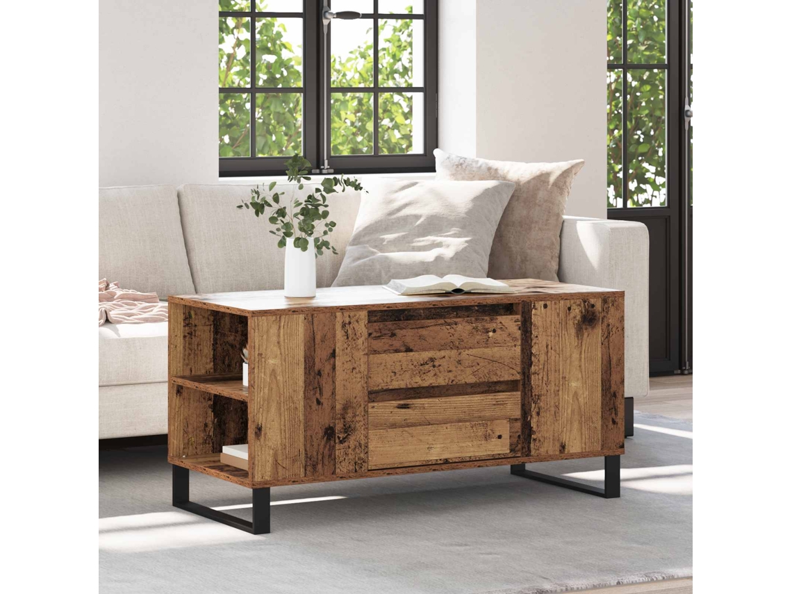 Vidaxl Mesa De Centro Madeira Antiga 102 X 44,5 X 50 Cm