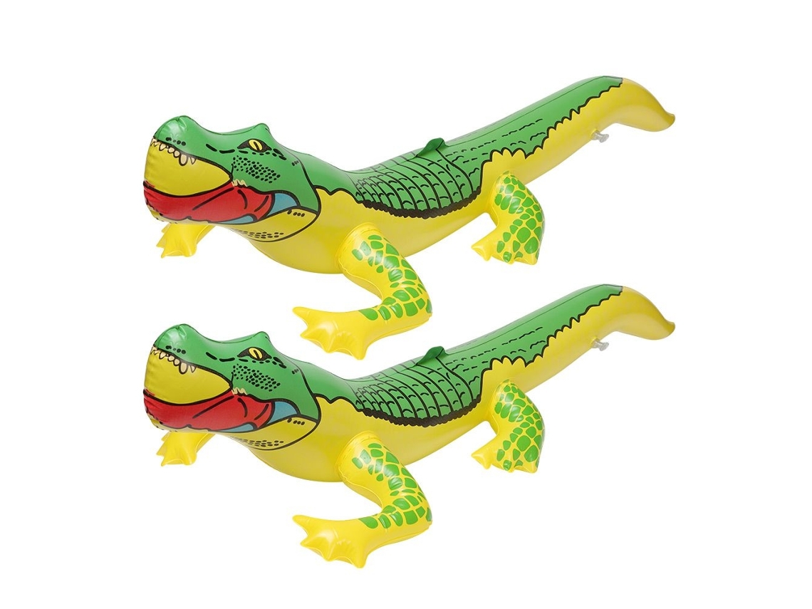 Conjunto De 2 Brinquedos Infláveis ​​de Pvc Alta Qualidade Para Diversão Na Praia, Em Formato Crocodilo E Jacaré. -aquaforge
