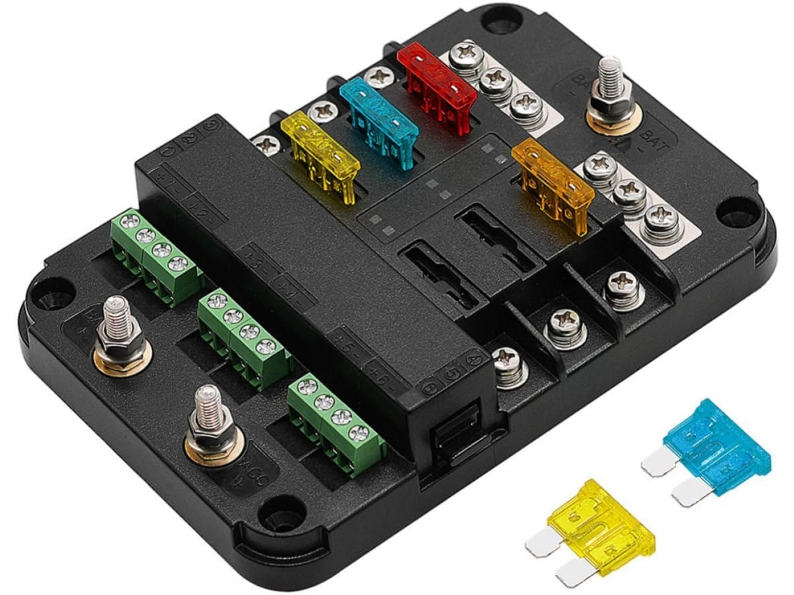 Bloco De Distribuição De Fusíveis 12v-24v 80a Com Porta-fusível Substituível