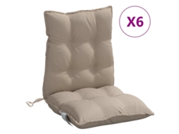 Conjunto 6 Almofadões cadeira encosto baixo VIDAXL oxford cinza-acastanhado