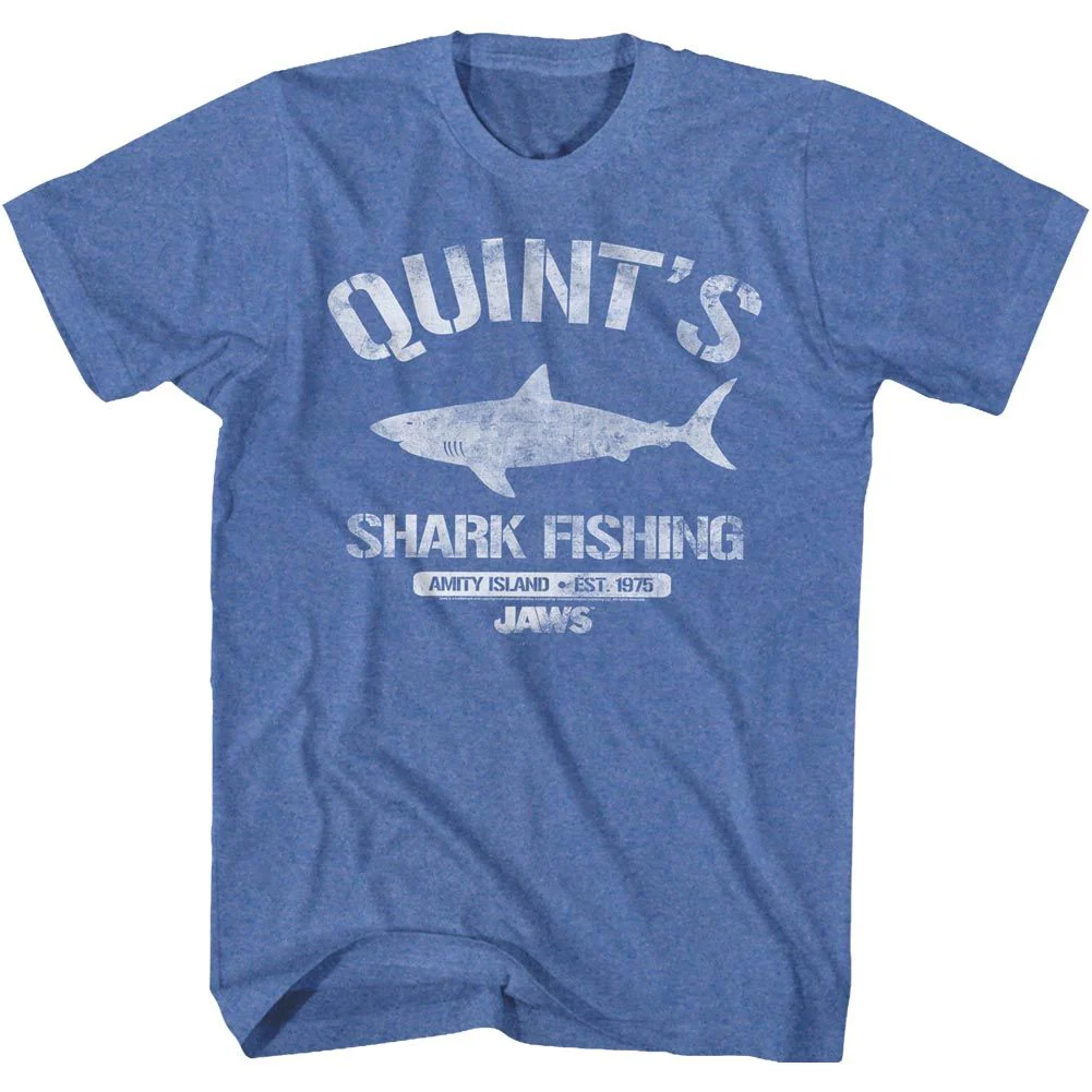 Unisex Adult T-shirt Rockinstone Jaws Movie Quints Heather Royal Sizexxxl