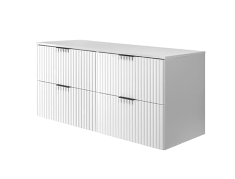 Móvel De Banheiro, Branco Com Puxador Preto / Com Placa Superior, 120 X 57 X 46 Cm 3xe Living