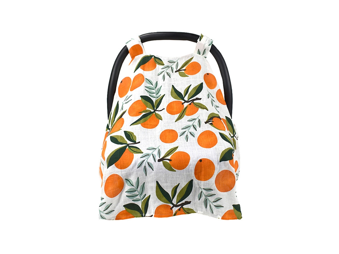 Protector De Sol Para Silla De Seguridad Infantil Transpirable Resistente Al Viento Con Patrón Naranja