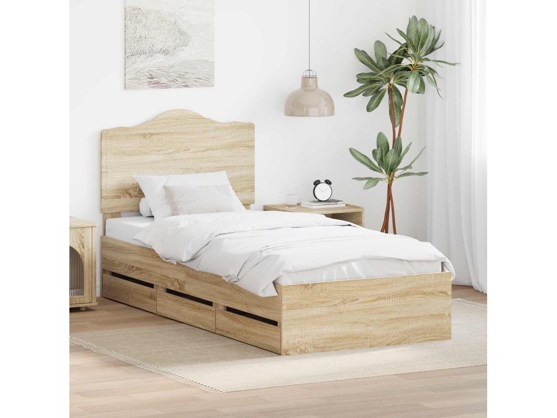 Vidaxl Estrutura Da Cama Com Gaveta Carvalho Sonoma 100 X 200 Cm