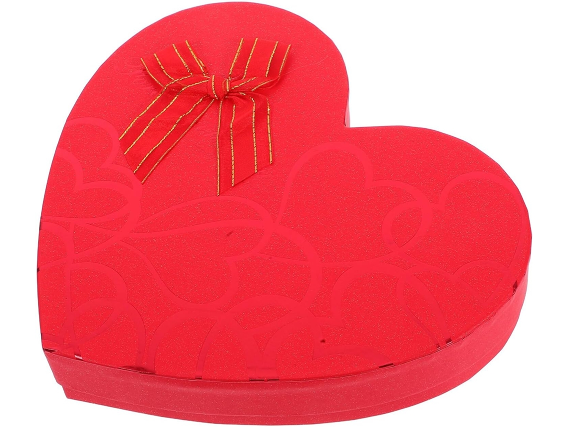 Caixa De Presente Em Formato De Coração Vermelho Com 18 Compartimentos De Papel Grosso Para Chocolates.