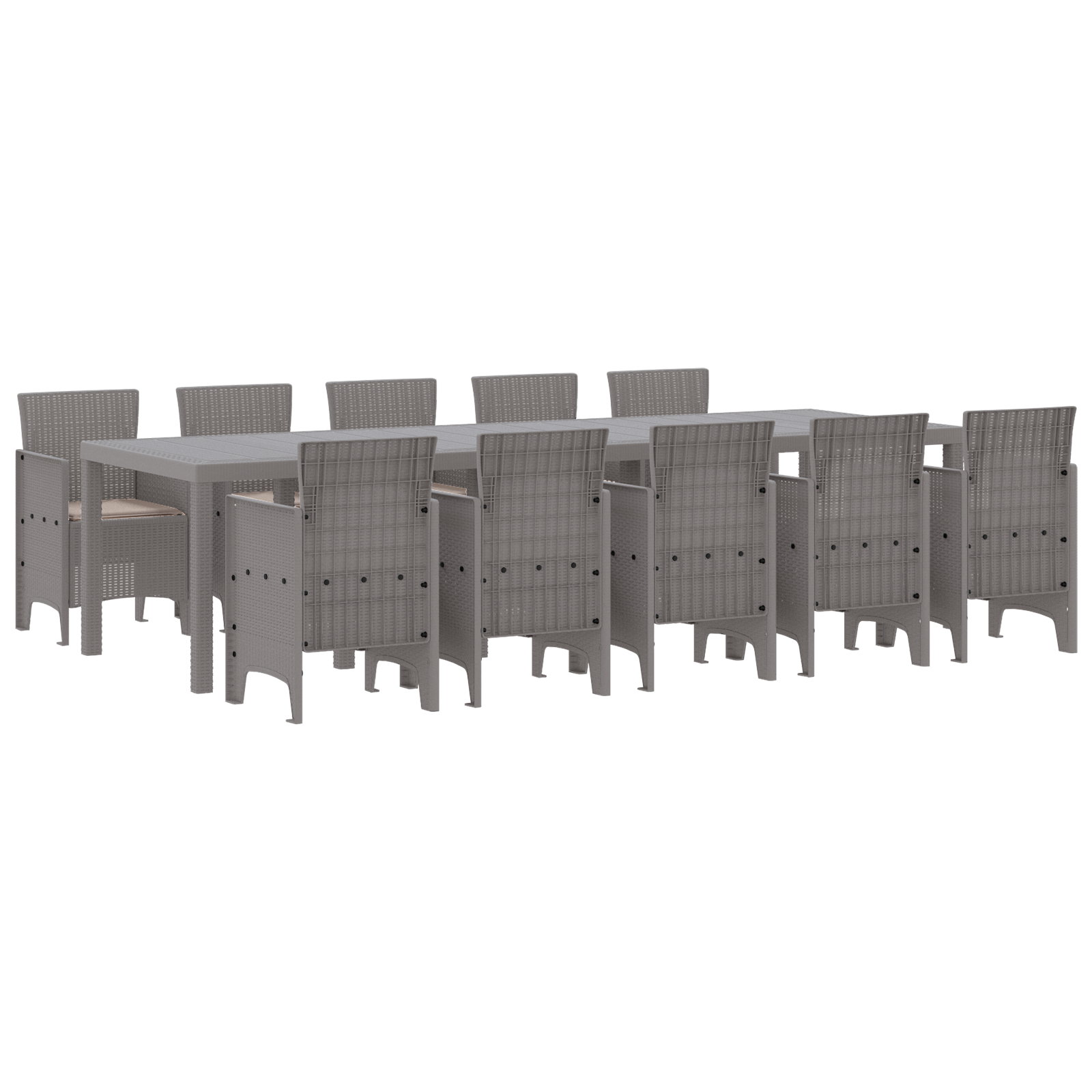 Conjunto 11 Conjunto De Jantar Para Exterior Vidaxl Antracite Polipropileno (300 X 100 X 73 Cm)