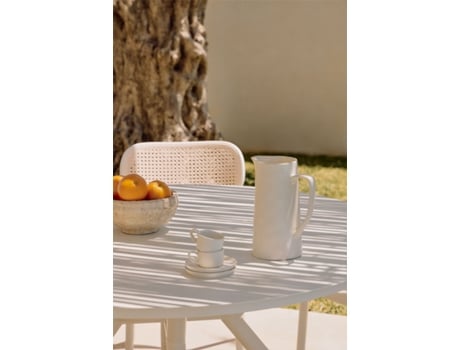 Conjunto De Mesa Redonda De Alumínio Valerie E 6 Cadeiras De Jardim Omara Alumínio Gardénia Branco Sklum (ø125 Cm)