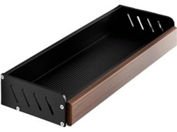 Prateleira De Madeira Nogueira 30cm Com Estrutura Alumínio, Para Montagem Na Parede, Ideal Para Cozinha E Banheiro