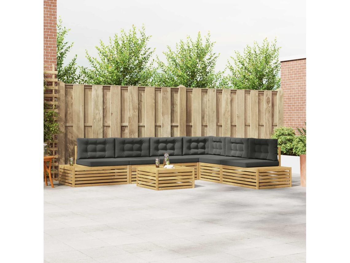 Vidaxl 8 Pcs Conjunto De Sofás Para Exterior Poliéster Branco