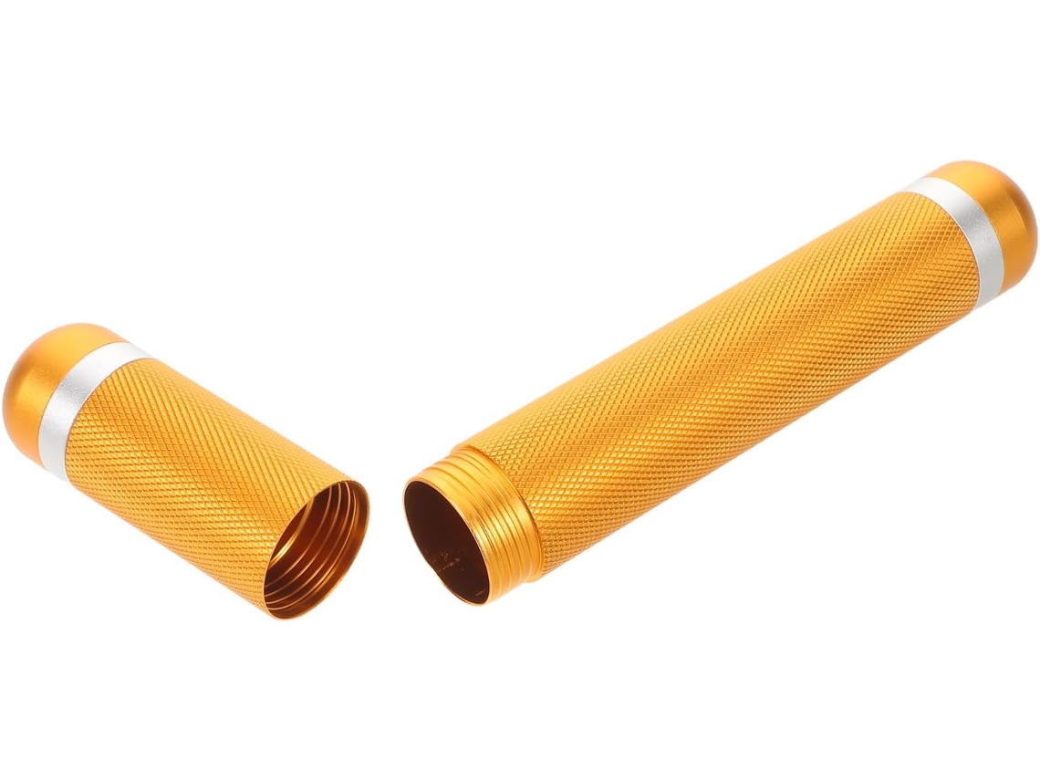 Estojo Individual Para Charutos Em Liga Metálica Banhada A Ouro, Tubo Hermético E À Prova De Umidade.
