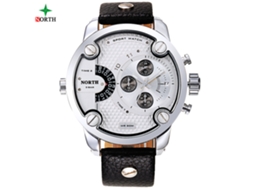 Reloj Analógico Hombre De Cuarzo Con Correa De Cuero Y Fecha, Dial Blanco