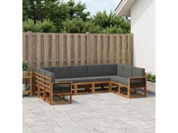 Vidaxl Conjunto De Sofás Para Exterior 9 Unid. Natural E Antracite