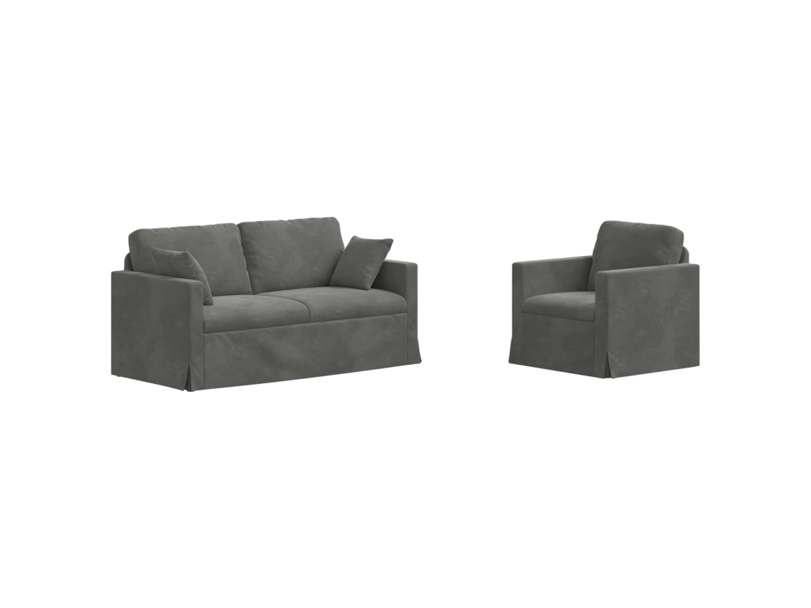 Maison Exclusive - Conjunto De Sofás 2 Unid. Cinza Escuro Veludo